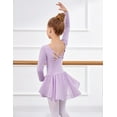 thumbnail image 3 of Oudiya Girls Long Sleeve Ballet Leotards with Shinny Skirts Criss-Cross Back Dance Dresses for Kids 3-11Y, 3 of 9