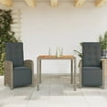 thumbnail image 1 of vidaXL 3 Piece Bistro Set with Cushions Grey Poly Rattan, 1 of 5