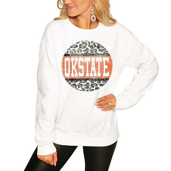 Women's White Oklahoma State Cowboys Scoop & Score Pullover Sweatshirt