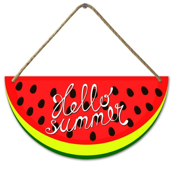 Eveokoki Watermelon Door Sign Hello Summer Door Hanger Wood Front Door Wreath Decor Wall Hanging Housewarming Gift Home Decor