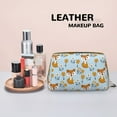 thumbnail image 4 of Cartoon Flower Fox Blue Makeup Bag, Large Capacity Travel Cosmetic Bag for Women Girls- Travel Toiletry Bag Leather Portable Waterproof Makeup Case Organizer with Handle, 4 of 4
