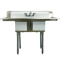 NSF 14 in. 2 Compartment Commercial Kitchen Sink, with Drainboards Free Standing Double Bowl Kitchen Prep & Utility Sink