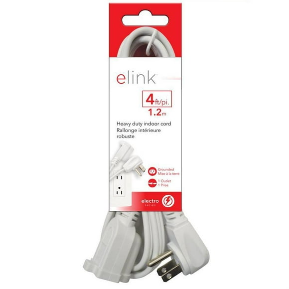 Elink EX-901 - Rallonge Robuste pour Intérieur, 4 Pieds, Blanc