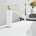 thumbnail image 2 of Waterfall Bathroom Faucet, Brass Faucet Bathroom, Hot and Cold Water Mixer Tap, Single Handle Waterfall Bathroom Sink Faucets White Gold, Short, 2 of 7