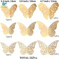 thumbnail image 3 of Deago 36Pcs 3D Hollow Butterfly Wall Decals Sticker Art Crafts Removable DIY Mural Set 3 Sizes for Bedroom Bathroom Living Room Home Decor (Gold), 3 of 7