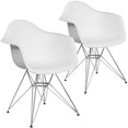 thumbnail image 1 of 2 pièces Chaise de la série Alonza en plastique blanc avec base chromée, 1 of 9