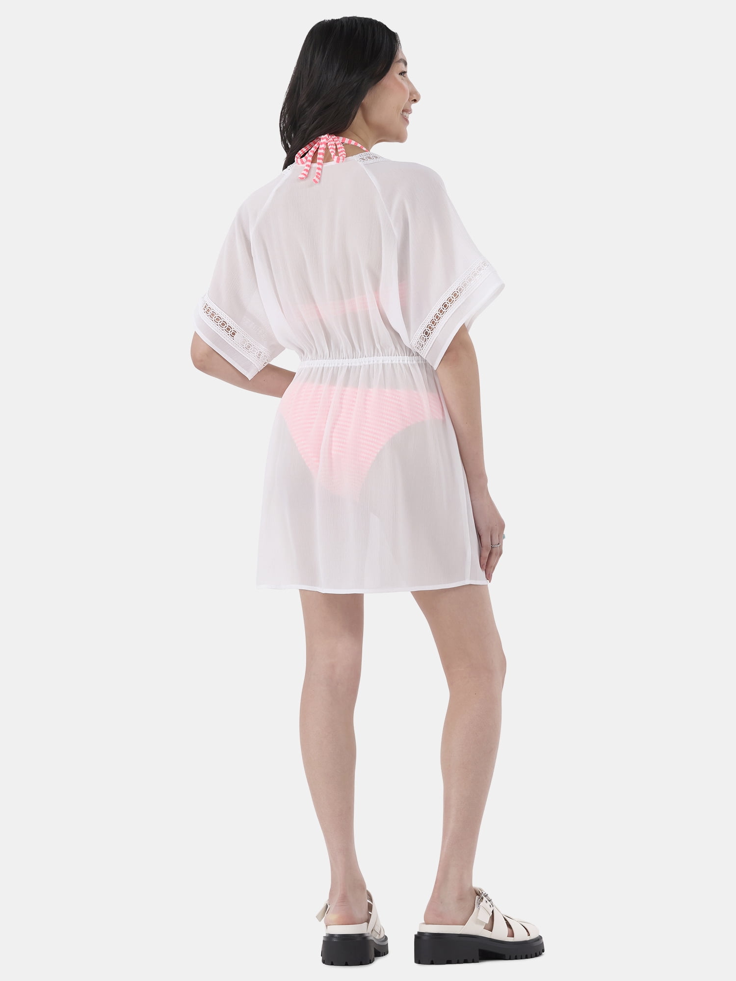 No Boundaries Women's Tie Front Duster Coverup, Sizes XXS-XXL