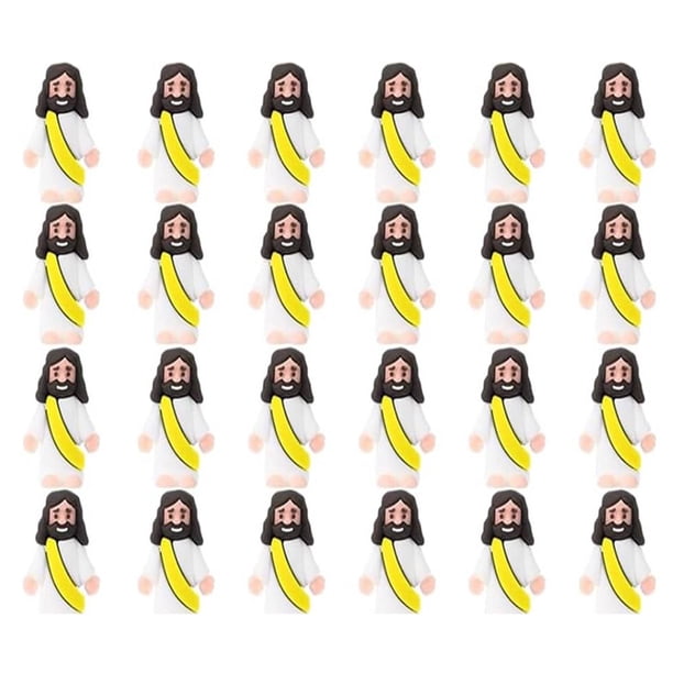24 Piezas Mini Figuras de Jesús de Pascua Figura de Jesús Pequeño Muñeca de Jesús en Miniatura de Pascua Juguete de Jesús de Pascua a Granel para Rellenos de Huevos de Pascua