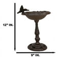thumbnail image 2 of Rustic Cast Iron Hummingbird Hovering Over Nest Garden Bird Feeder Bath 12"H, 2 of 8