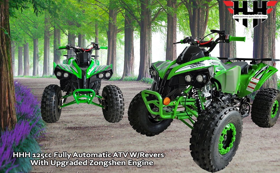 Supermach Youth Quad 4-Wheeler 125cc ATV with Reverse LED Lights and Big Rugged Tires
