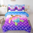 thumbnail image 1 of Erosebridal Gradient Sea Turtle Bedding Sets King Size, Glitter Mermaid Scale Comforter Sets with Sheets, Girls Room Decor, Reversible 7-Piece, 1 of 1