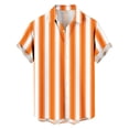 thumbnail image 4 of Miluxas Men's Striped Shirts Summer Casual Stylish Collar Button Down Short Sleeve Shirts Outfits for Men Orange L(L), 4 of 7