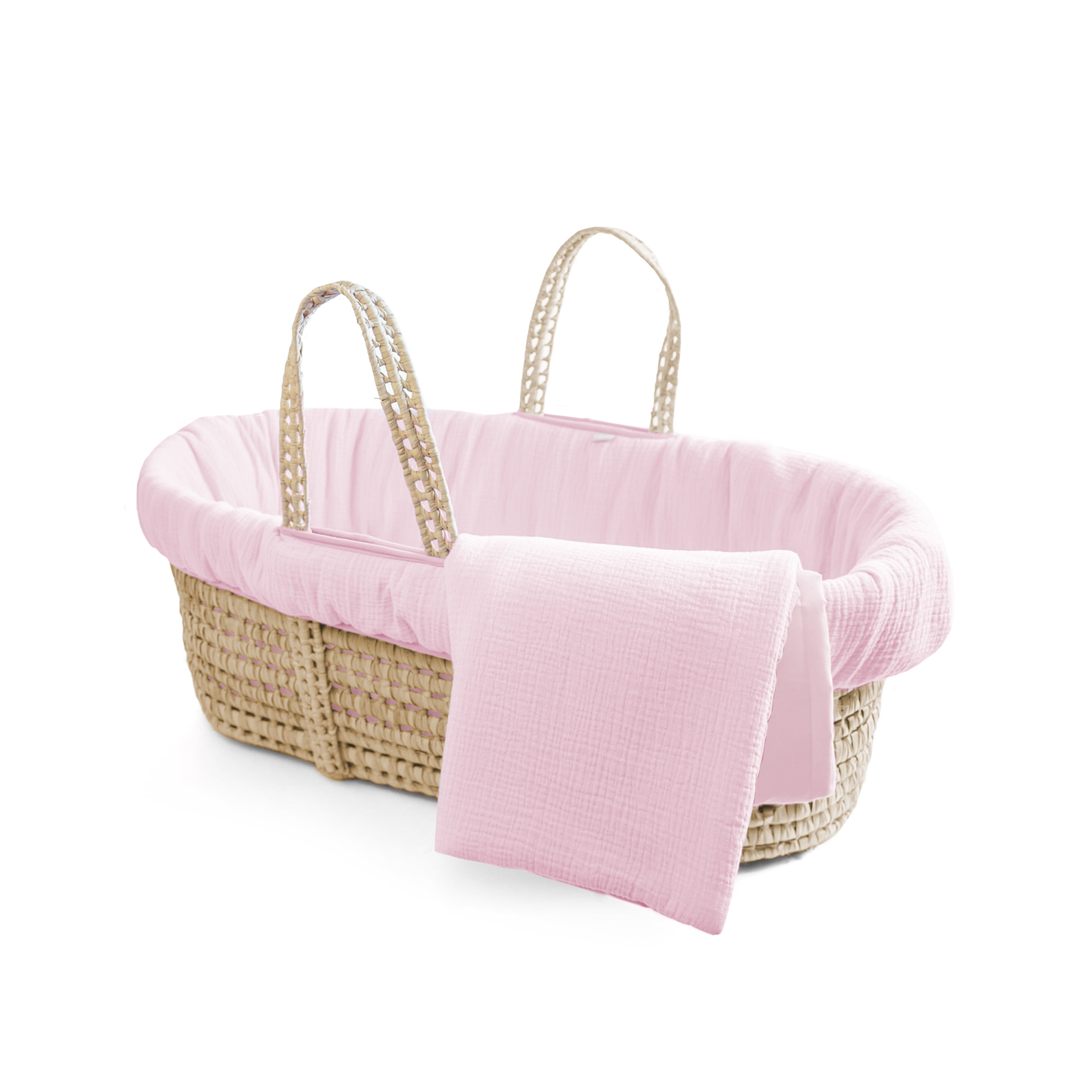 2 x Baby Pram/Crib/ Moses Basket Flat Sheet 100% Cotton Pink