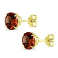 thumbnail image 3 of Gem Stone King 14K Yellow Gold Red Garnet Stud Earrings for Women Men (3.00 Cttw, Gemstone January Birthstone, Round 7MM), 3 of 5