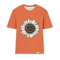 thumbnail image 4 of womens tops Women's Short Sleeve V Neck Sunflower Graphic Printed Summer Tee Vintage T Shirt Cotton Tops Novelty Cool Shirt summer tops for women, 4 of 4