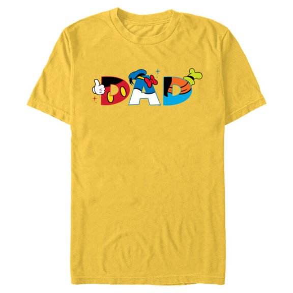 Disney Mickey Mouse and Friends Dad Father’s Day Birthday - Short Sleeve Blended T-Shirt for Adults - Customized-Yellow