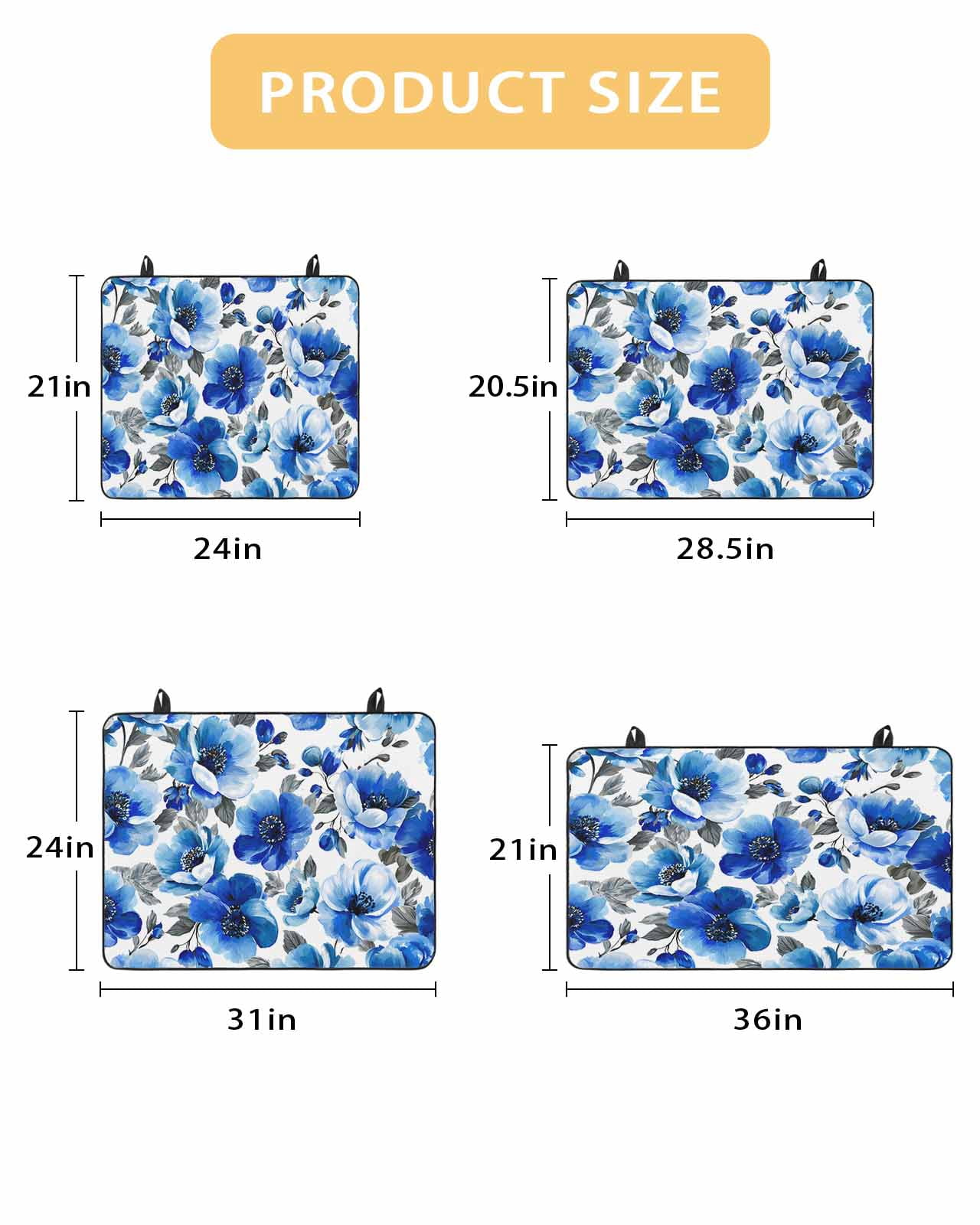 Large Induction Cooktop Protector Mat Blue Flowers Stove Top Covers for Electric Stove, Spring Watercolor Leaves Floral Plants Decorative Stove Burner Cover Mats, Glass Top Stove Cover