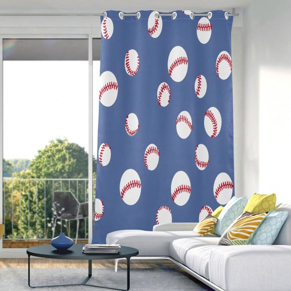 Baseball Pattern Blackout Curtains 84"x52" Thermal Insulated Curtain 1 Panel