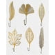 thumbnail image 1 of Juego de 6 ganchos de pared dorados decorativos en estilo de decoración de hojas de lujo. Hermosos ganchos decorativos para la organización de la habitación., 1 of 5