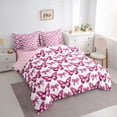 thumbnail image 2 of Erosebridal Cartoon Butterfly Pattern 7-Piece Bedding Comforter Set,Pink Bowknot Glitter Print King Bedding Sets For Girls,Reversible, 2 of 7