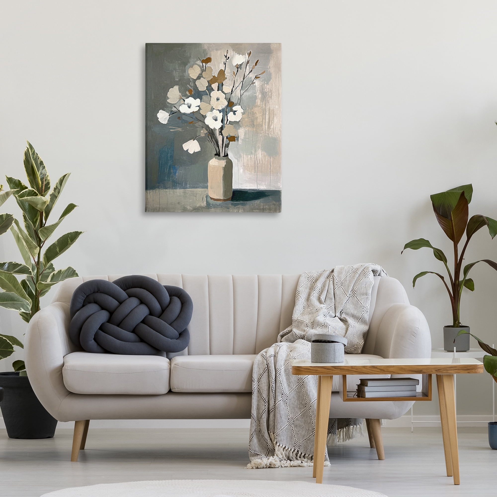 Stupell Industries Natural Floral Vase Botanical & Floral Painting Gallery Wrapped Canvas Art Print Wall Art, 30 x 40
