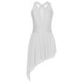 thumbnail image 3 of YONGHS Womens Cross Back Ballet Lyrical Dance Dress Sleeveless Rhinestone Figure Skating Leotards White XL, 3 of 7