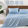 thumbnail image 5 of MR&HM Satin Sheet Set Queen 4 Pcs, Silky Elegant Luxurious Queen Size Bed Sheets, with Flat Sheet, Deep Pocket Fitted Sheet for Mattress and Matching Satin Pillow Cases (Queen Size, Light Blue), 5 of 7