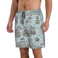 thumbnail image 2 of Bixox Men's Pirate Adventure Map printing Casual Classic Fit Short Summer Beach Shorts, 2 of 6