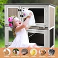thumbnail image 3 of PETSCOSSET 36 Inch 2-Story Wooden Rabbit Hutch on Wheels with Metal Feeder, Gray, 3 of 8