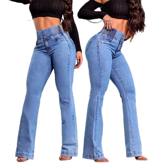 LYMAYTER Flare Jeans for Women Trendy Comfy Flare Jeans High Waisted Stretch Slimming Bell Bottoms Jeans S-2XL