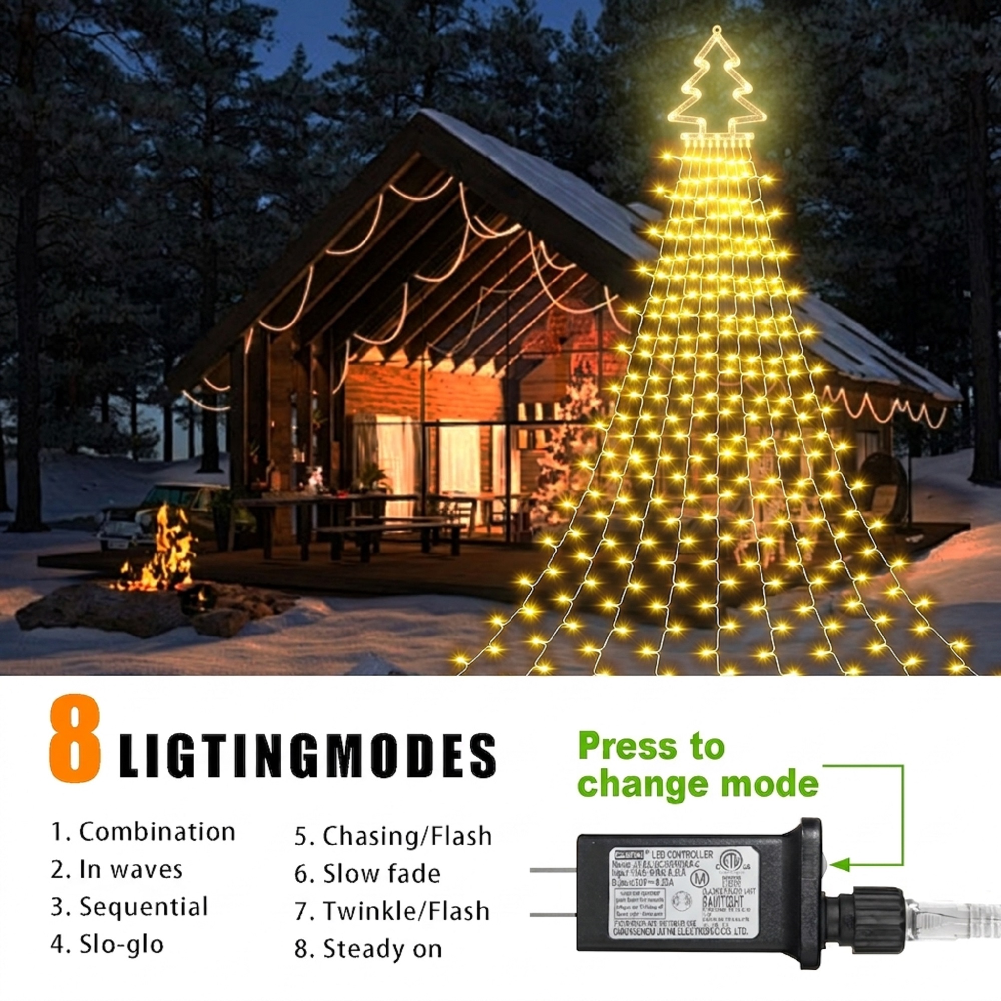 DAYBETTER 317 LED Christmas Waterfall Lights Warm White photo 2