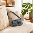 thumbnail image 4 of WWG Washed Denim Shoulder Bag, Casual Crossbody Purse with Adjustable Strap, Two Front Snap Pockets, Large Zippered Main Compartment, Lightweight Soft Fabric, for Daily Commute Shopping Travel, 4 of 6