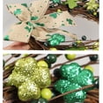 thumbnail image 5 of St. Patrick's Day Four Leaf Clover Bow Wreath, Artificial Green Shamrock Wreath with Bow, 30x38cm Holiday Decor for Door Wall Mantle, 1 Piece, 5 of 7