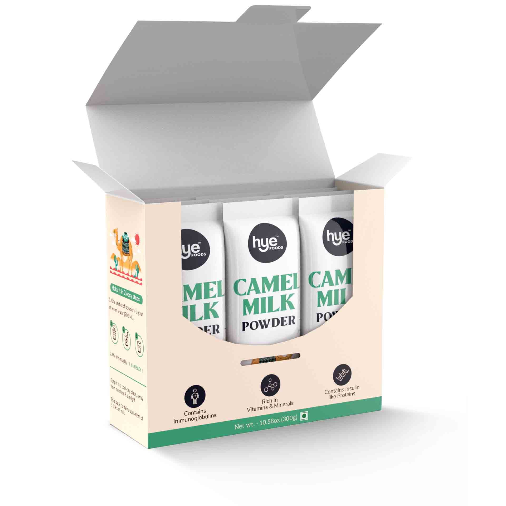 Hye Foods Camel Milk Powder | 20g x 15 Sachets | 300gms