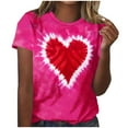 thumbnail image 2 of EchfiProm T shirts for Women Graphic Tee Valentine Summer Cute Hot Pink Valentine Day Tie Dye Heart Ladies Shirts Short Sleeve, 2 of 5