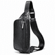 thumbnail image 1 of Riñonera de cuero, riñonera negra de moda, riñonera informal de gran capacidad para viajar y correr, 1 of 5