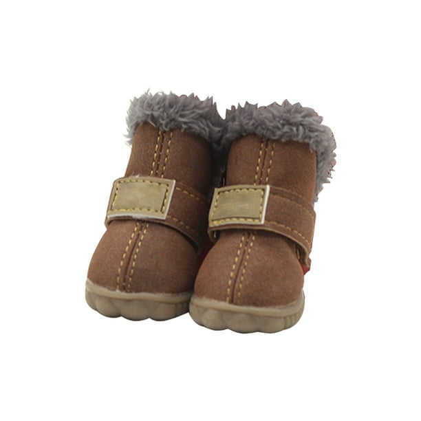 Greeniant TureClos, 4 Uds., zapatos para perros, botas de nieve impermeables de lana difusa cálida, calzado de invierno para mascotas de cuero PU Ropa para mascotas marrón Tipo 2 Greeniant PT000057-02B