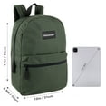 thumbnail image 3 of Classic Solid Color 17 Inch Backpack with Front Zipper Accessory Pocket, Dual Zipper Closure & Padded Shoulder Straps for Work, Office, Gym, Sports, Travel, Commute & Recreation in Hunter Green, 3 of 6