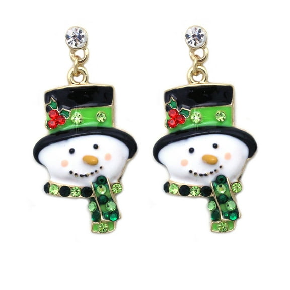 cocojewelry Ice Skating Santa Snowman Christmas Holiday Earrings