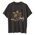 thumbnail image 2 of PVCS Womens Tops Women's Cowboy Competition Casual Concert T Shirts Vintage Cow Skull Graphic Tees Oversized Tops, 2 of 7
