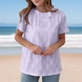 thumbnail image 2 of Liquidation! Hauts Grande Taille pour Femmes, Blouse à Manches Courtes d'Été pour Femmes, Haut Décontracté Uni à Col Rond et Manches Courtes pour Femmes, 2 of 5