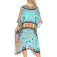 thumbnail image 2 of Sakkas Kristy Long Tall Lightweight Caftan Dress / Cover Up With V-Neck Jewels - Turquoise - One Size, 2 of 5