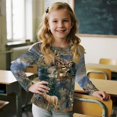 thumbnail image 4 of Garronmavis Deers Girls Long Sleeve T-Shirts Size 7-8 Comfortable Camo Forests Girls Basic Tees Blouses Stylish Kids Basic Soft Long Sleeve Tees Top Soft Fall Winter Clothes, 4 of 7