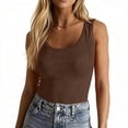 thumbnail image 2 of Lumtrix Womens Tank Tops Scoop Neck Sleeveless Ribbed Tank Summer Basic Thick Strap Slim Fitted Racerback Tops Brown XL, 2 of 4