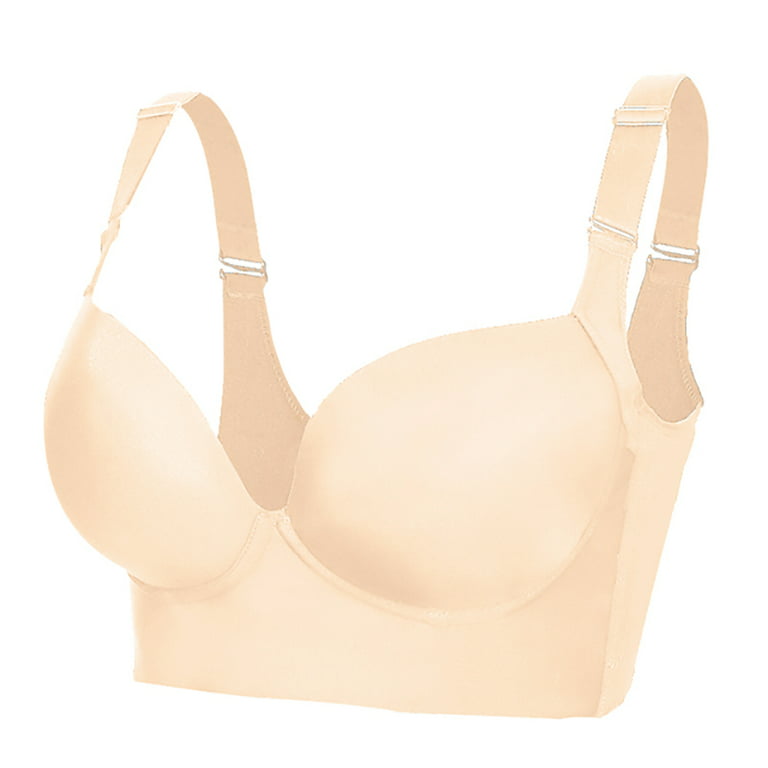  Plus Size Bras for Seniors No Underwire Full Coverage Support  Underwear Hide Back Fat Padded Support Spaghetti Strap Supportive Bra Beige  36 : Sports & Outdoors
