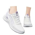 thumbnail image 3 of Daznico Women's Lightweight Walking Sneakers - Breathable Mesh with Elastic -On for Everyday Comfort (Flat Heel Design),Color:White,Size:7.5, 3 of 9