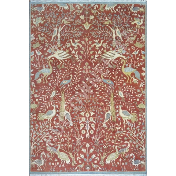 Hand-Knotted Serapi Area Rug, Rust, Beige, Gold, Lt Grey, Handmade Wool Area Rug 8X10