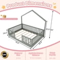 thumbnail image 3 of Full Size Montessori Floor Bed with High Rails, Wood House Beds Frame with LED Light, Low Profile Montessori Bed Full with Slats for Kids, Easy to Assembly, Full bed frames Gray, 3 of 10