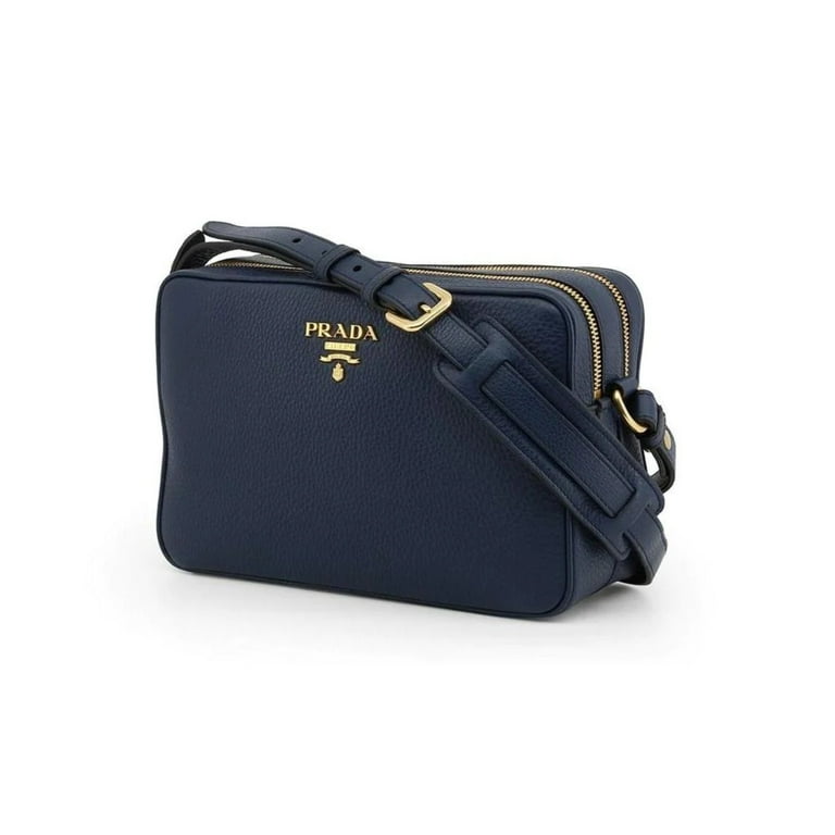 Prada Baltico Blue Vitello Phenix Leather Double Zip Crossbody Bag 1BH079 –  Hozanas