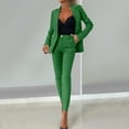 thumbnail image 2 of Jinhomg Business Casual Suits for Women 2 Piece Fashion Office Work Outfits Plain Open Front Blazer Jackets with Dress Pants Green M, 2 of 9